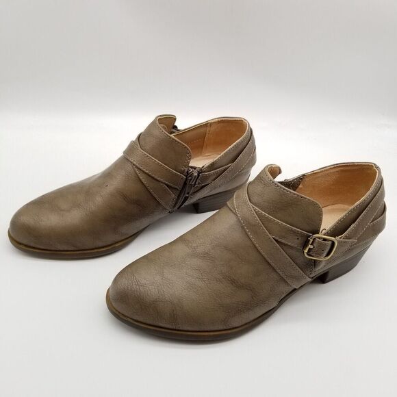 LIFESTRIDE Women Adley Bootie Size 7.5 W Brown Ankle Block Heel - Picture 1 of 7